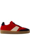 Samsoe & Samsoe Lambskin Panel Sneakers In Brown