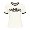 Samsoe & Samsoe Sabond Ss 15318 Logo-print Ringer T-shirt In Neutral