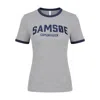 Samsoe & Samsoe Sabond Logo-print T-shirt In Gray