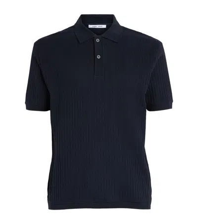 Samsoe & Samsoe Samsøe Samsøe Organic Cotton Rib-kit Sajase Polo Shirt In Blue