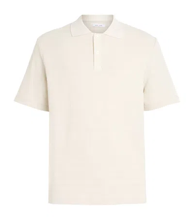 Samsoe & Samsoe Samsøe Samsøe Organic Cotton Rib-kit Sajase Polo Shirt In Neutral