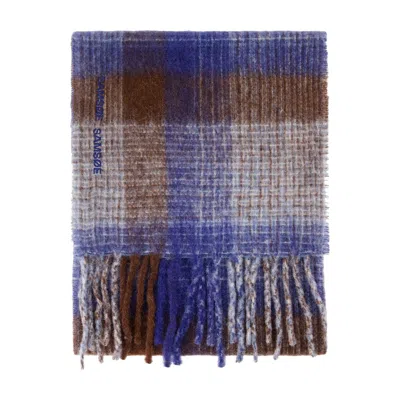 Samsoe & Samsoe Samsøe Samsøe Plaid Wool Scarf In Blue