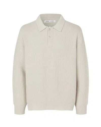Samsoe & Samsoe Samse Samse Long Sleeve Polo Shirt In Neutral