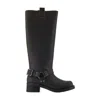 Samsoe & Samsoe Sabrenta Buckle-strap Calfskin Boots In Black