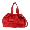 Samsoe & Samsoe Smooth Leather Crossbody Bag With Drawstring Top In Red