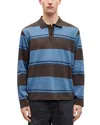 Samsoe & Samsoe Striped Long-sleeve Polo Shirt In Blue