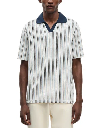 Samsoe & Samsoe Samse Samse Samac V-neck Stripe Polo Shirt In White