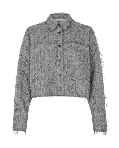 Samsoe & Samsoe Camicia Sasofila 15791 Black White Herringbone In Gray