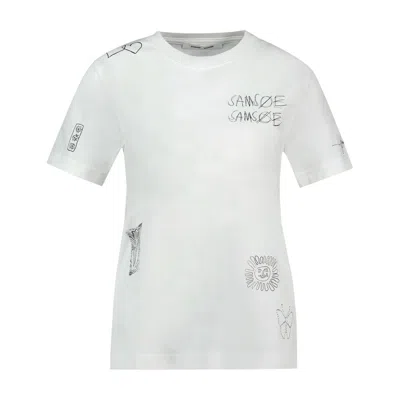 SAMSOE & SAMSOE SAMSØE SAMSØE SKETCH-EMBROIDERED COTTON T-SHIRT