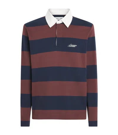 Samsoe & Samsoe Samsøe Samsøe Stripe Sakevin Rugby Sweatshirt In Brown