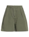 Samsoe & Samsoe Samsøe Φ Samsøe Woman Shorts & Bermuda Shorts Military Green Size M Cotton, Linen In Green