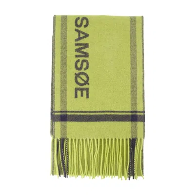Samsoe & Samsoe Samsøe Samsøe Wool Striped Scarf In Green