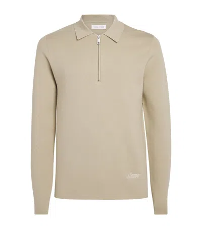 Samsoe & Samsoe Samsøe Samsøe Zip-up Samatt Polo Sweater In Beige