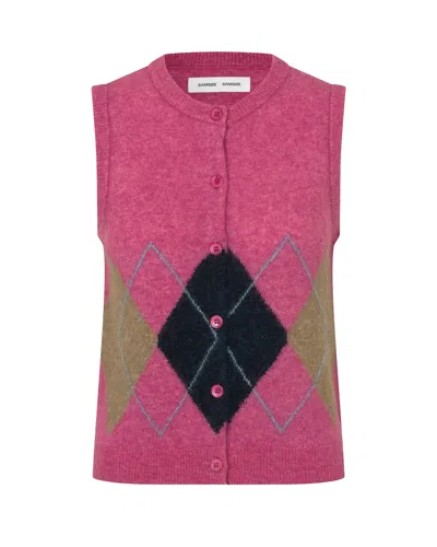 Samsoe & Samsoe Samsoe Samsoe Argyle Knit Sweater Vest In Pink