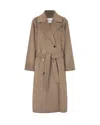 Samsoe & Samsoe Lead Gray Sahannen Melange Double-breasted Coat In Brown