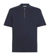 Samsoe & Samsoe Samsoe Samsoe Cotton Zip-up Saolli Polo Shirt In Blue