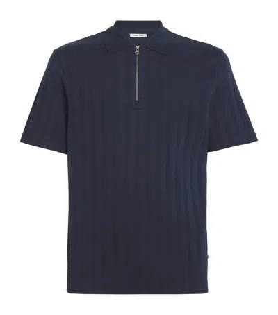 Samsoe & Samsoe Samsoe Samsoe Cotton Zip-up Saolli Polo Shirt In Blue