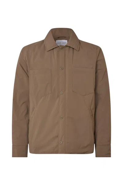 Samsoe & Samsoe Khaki Shirt Jacket With Primaloft Insulation In Brown