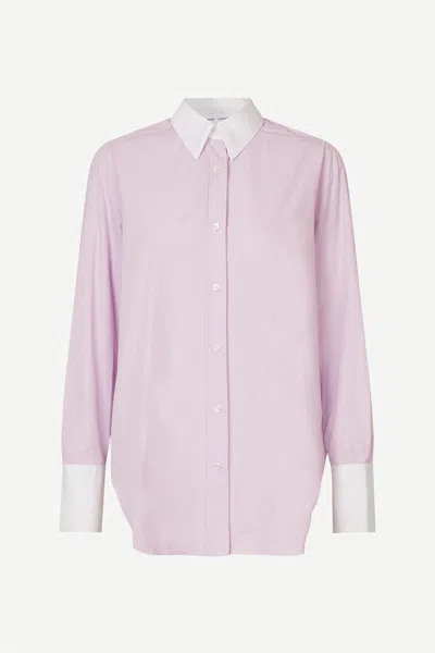 Samsoe & Samsoe Samsoe Samsoe Organic Cotton With Contrast Cuffs Shirt In Pink