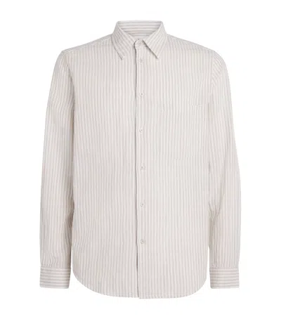 Samsoe & Samsoe Samsoe Samsoe Organic Cotton-linen Stripe Liam Shirt In Neutral