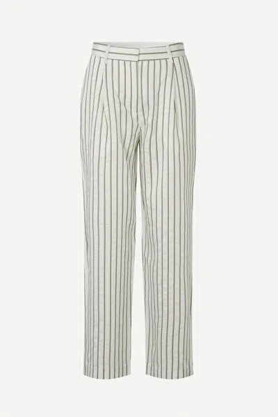 Samsoe & Samsoe Samsoe Samsoe Striped Viscose-blend Trousers In White