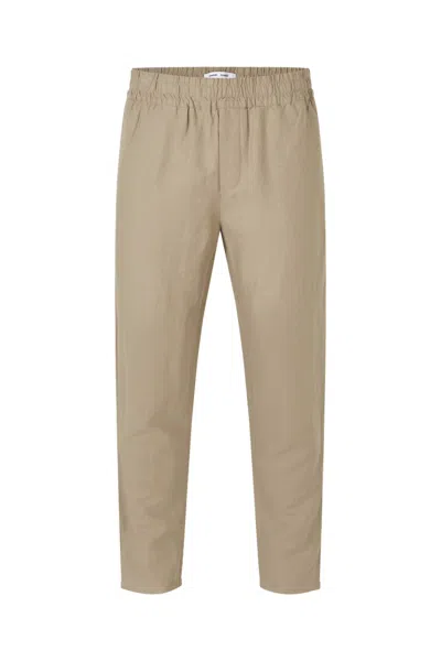Samsoe & Samsoe Samsoe Samsoe Tapered Beige Trousers With Elasticated Drawstring Waist In Brown