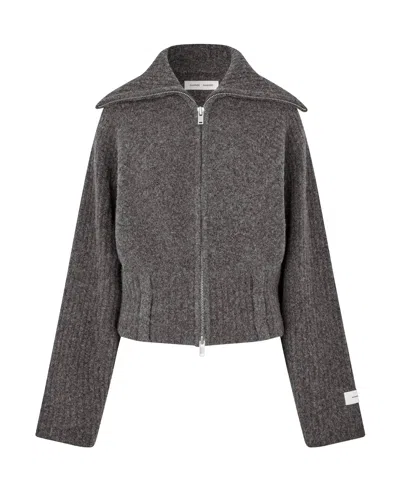SAMSOE & SAMSOE SAMSOE SAMSOE ZIP-FRONT WOOL-BLEND SWEATER JACKET