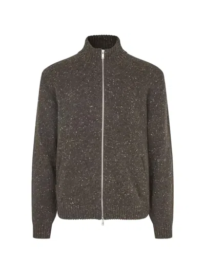 Samsoe & Samsoe Sanate Flecked Zip Cardigan In 브라운