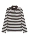 Samsoe & Samsoe Sandover Striped Long-sleeve Polo Shirt In Brown