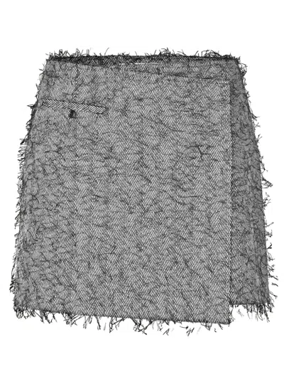 SAMSOE & SAMSOE SANEEM 人字斜纹针织流苏迷你半身裙