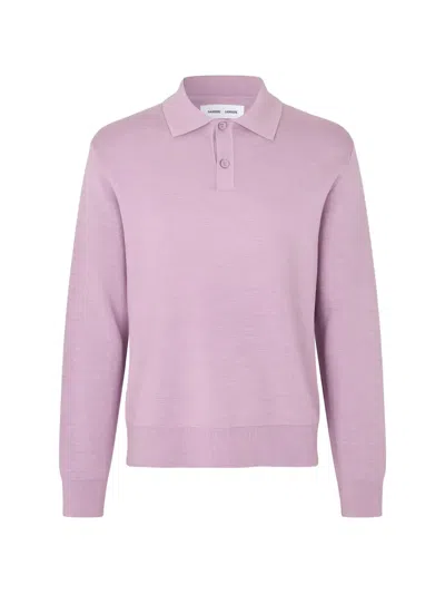 Samsoe & Samsoe Sanino Long-sleeve Polo Shirt In Pink