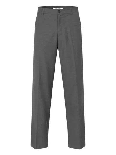 Samsoe & Samsoe Sanoah Straight-leg Tailored Trousers In Gray