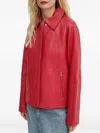 Samsoe & Samsoe Sanok Textured-leather Zip-front Jacket In Red