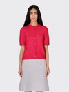 Samsoe & Samsoe Sanoura Short Sleeve Cardigan In Red