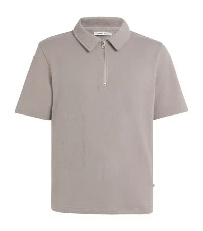 Samsoe & Samsoe Saolli Zip-up Polo Shirt In Gray