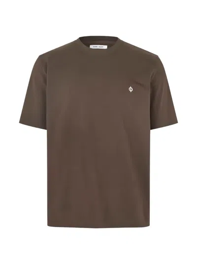 Samsoe & Samsoe Saotto Logo-embroidered T-shirt In 브라운