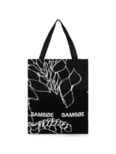 Samsoe & Samsoe Sprint Tote Bag Mit Blumenprint In Black