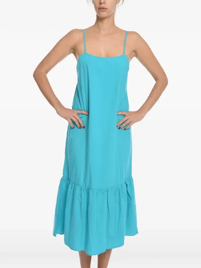 Samsoe & Samsoe Sarasa Ruffled Midi Dress In Blue