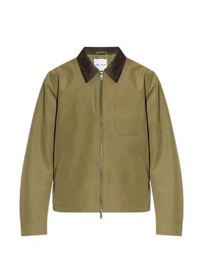 Samsoe & Samsoe Sarobin Z Chest-pocket Contrastong-collar Jacket In Green