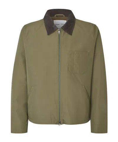 Samsoe & Samsoe Sarobin Z Chest-pocket Contrastong-collar Jacket In Green