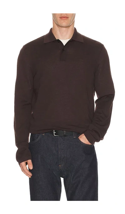 Samsoe & Samsoe Sarowan Long Sleeve Polo In Brown