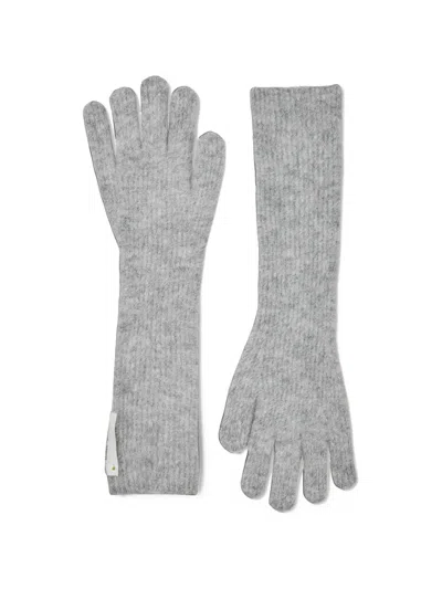 Samsoe & Samsoe Sarue Fine-knit Long Gloves In Grey