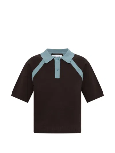 Samsoe & Samsoe Sasimona Raglan-sleeve Polo Shirt In Brown