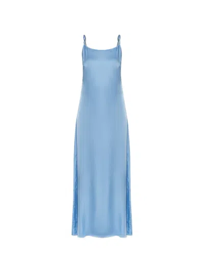 Samsoe & Samsoe Sasinga Tie-strap Slip Maxi Dress In Blue