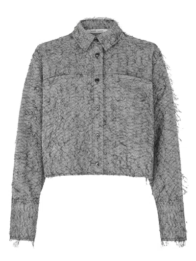 SAMSOE & SAMSOE SASOFILA HERRINGBONE FRAYED SHIRT