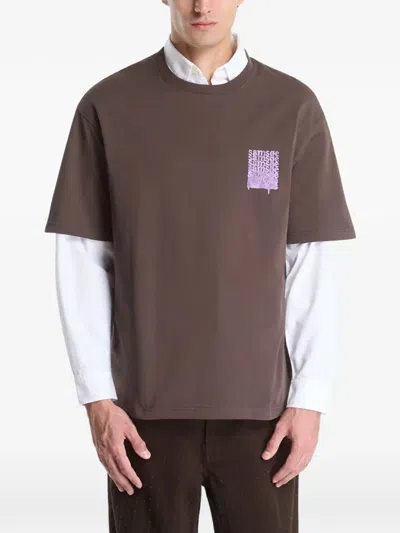 Samsoe & Samsoe Sasteven Logo-print Slogan-print T-shirt In Brown
