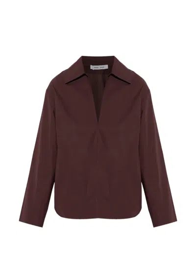 Samsoe & Samsoe Sasully V-neck Blouse In Brown
