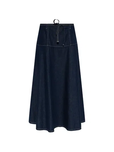 Samsoe & Samsoe Satilly Drawstring-fastening Midi Skirt In Blue