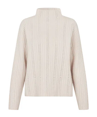 Samsoe & Samsoe Satilly Turtleneck Openwork-design Sweater In Neutral