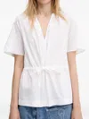 Samsoe & Samsoe Satoma Embroidered Drawstring Blouse In White